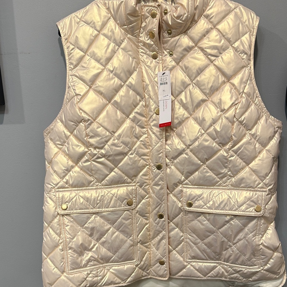 Talbots Ivory Quilted Vest
